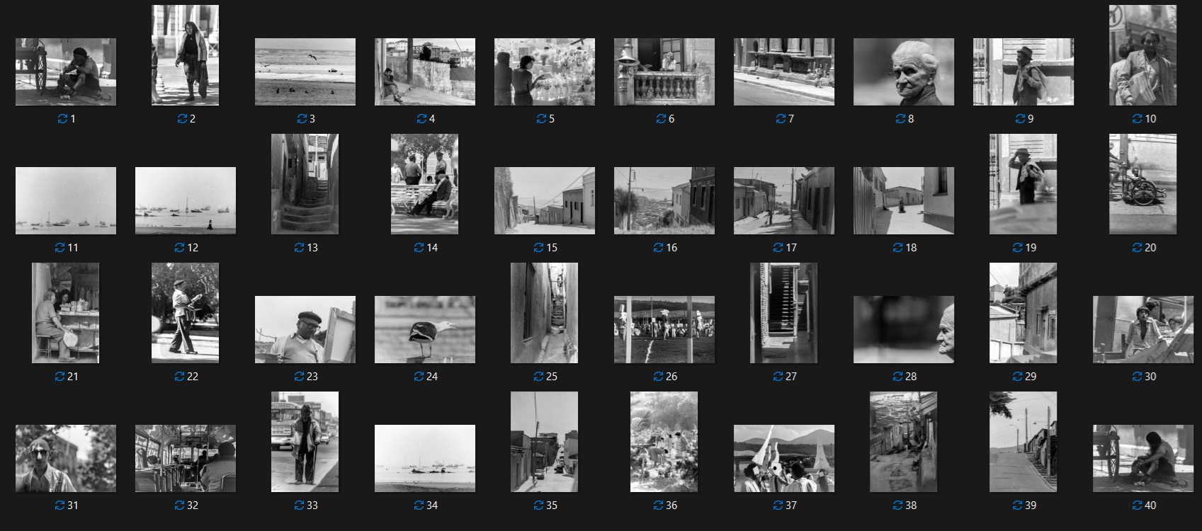 Vista general de las 40 piezas fotográficas de la colección Valparaíso 1984